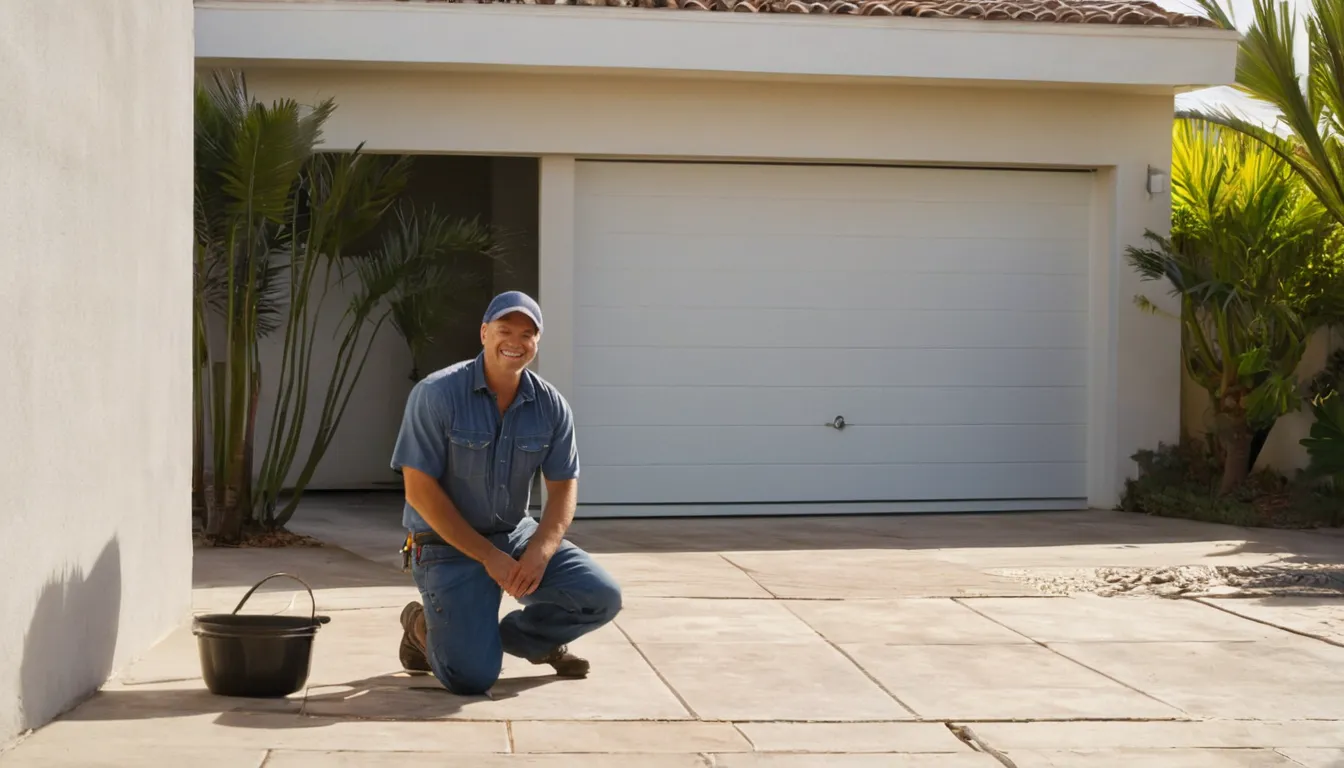 A friendly local provider checking a garage door track at a home near Davie